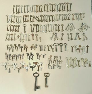 197 Vtg Antique Skeleton Barrel Keys Furniture Chest Lock Padlock Cabinet Clock