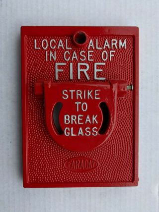 Vintage Faraday Break Glass Fire Alarm Pull Station Man Cave Fire Signal