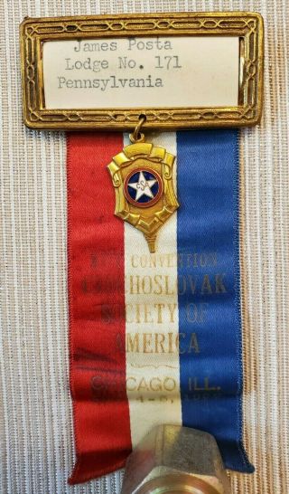 1958 Czechoslovak Society Of America Xxvi Convention Chicago Medal & Ribbon