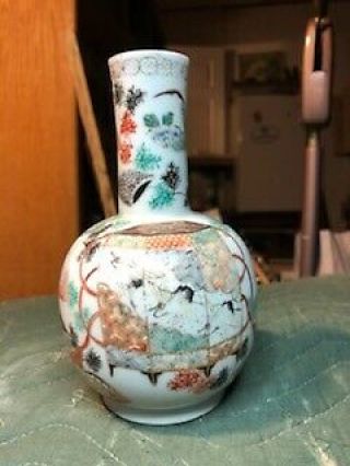 6.  5 " Tall Antique & Or Vintage Chinese Or Japanese Pottery Porcelain Bottle Vase