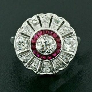 Vintage Art Deco Engagement & Wedding Ring 2 Ct Pink Diamond 14k White Gold Over