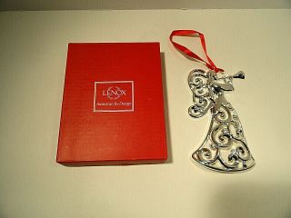 Lenox Sparkle And Scroll Clear Crystal Silverplate Angel Ornament 856515