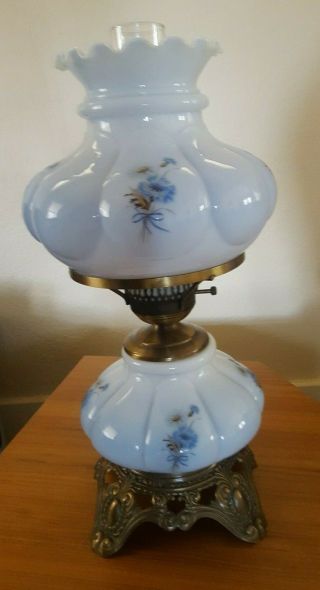 Vintage Gone With The Wind Lamp Blue Flower Ef & Ef Industries