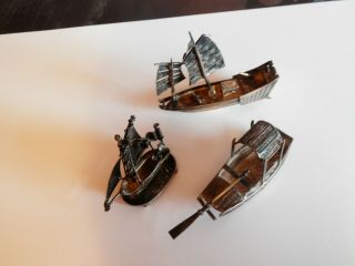 Wang Hing & co silver junk / boat plus 2 other boats 2