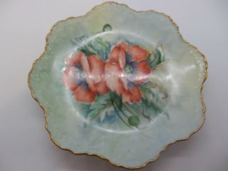 Vintage Porcelain Hand Painted Orange Poppies Plate 7 1/2”
