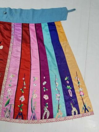 Antique Chinese Silk Hand Embroidered Skirt Qing Dynasty 2