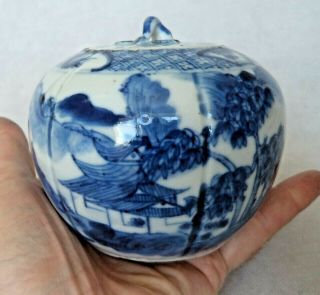 Fine 18th Century C1780 Chinese Export Qianlong Blue & White Lobed ‘pumpkin’ Jar