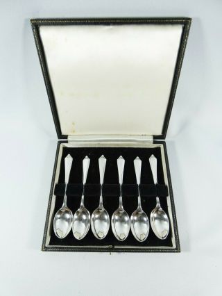 Antique Vintage 1964 Set Of 6 Sterling Silver Demitasse Coffee Spoons Teaspoons