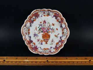 Antique Chinese Export Famille Rose Porcelain Tea Pot Stand 18th Century