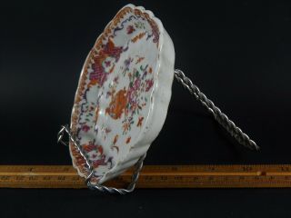 Antique Chinese Export Famille Rose Porcelain Tea Pot Stand 18th Century 3