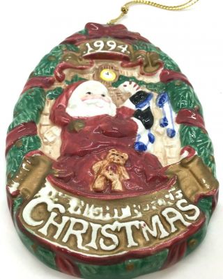 Fitz & Floyd Hand - Painted Ceramic Santa Christmas Tree Ornament 1994