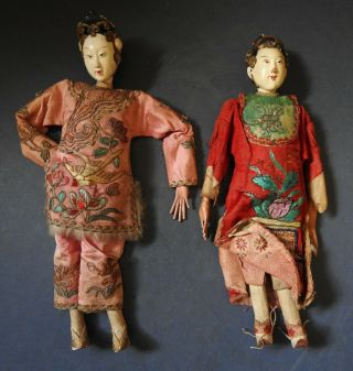 Chinese Dolls Embroidered Silk Clothes - Late 19th / Early 20th Century
