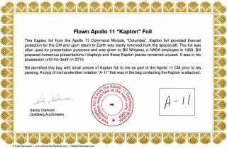 Apollo 11 - Gold Kapton Foil Flown To The Moon - Nasa - With - $19.  95
