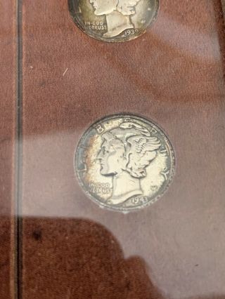 The Pony Express Mercury Head Silver Dime 10 Coin Set In Wood - Vintage 2