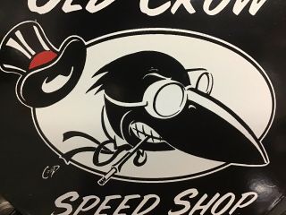 RARE VINTAGE PORCELAIN 1948 OLD CROW SPEED SHOP BURBANK CALIFORNIA SIGN Harley 3
