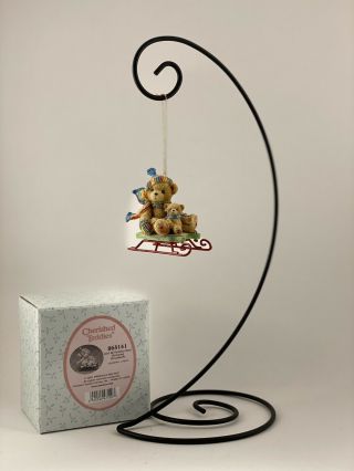 Enesco Cherished Teddies Hanging Ornament 865141 Girl With Teddie Sled 2001