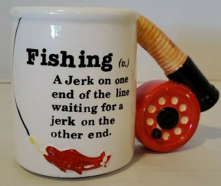 Fishing Definition A Jerk On One End Of The Line Mug - Rod Reel Handle Coffee Cup