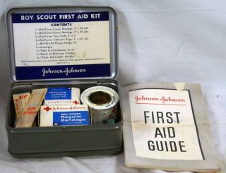 VINTAGE 1942 Boy Scout First Aid Kit by Johnson & Johnson 2