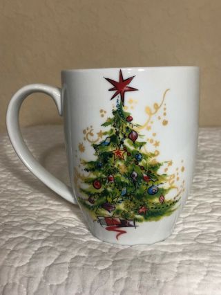 POTTERY BARN CHRISTMAS TREE COFFEE CUP / MUG / LATTE 2