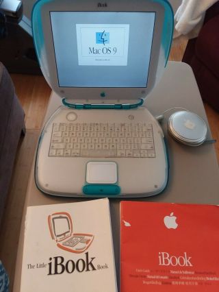 Vintage Apple Ibook G3 Mac Os 9,  Blue Clam Shell