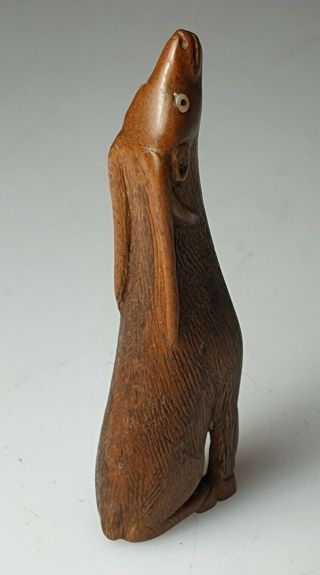 A Fine 19th Century Meiji Period Wood Netsuke Of A Seated Stag. 3