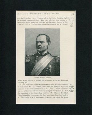 William Tecumseh Sherman Us General Civil War Book Photo Display