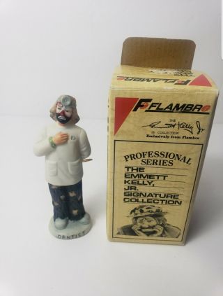 Vintage Flambro Emmett Kelly Jr.  Dentist Clown Hobo Figurine Christmas Ornament