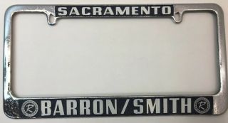 Rare Rambler Barron/smith (sacramento Ca) Car Dealer - License Plate Frame - Vintage