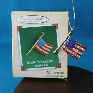 Hallmark Miniature Ornament 2004 Star - Spangled Banner American Flag Rhinestoned
