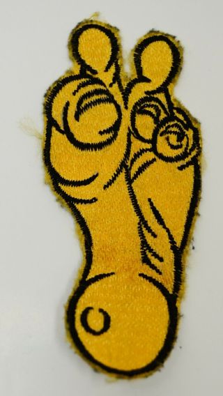 Vtg 3.  5 " Cloth Patch Yellow Foot Toes Peace Sign Hippy Vietnam Counterculture
