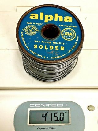 Vintage Roll Alpha 63/37 Lead/tin.  062 Dia.  Cen - Tri - Core Energized Rosin 4.  15 Lb