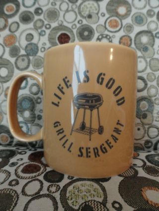 Life Is Good Coffee Tea Mug Cup Grill Sergeant Gold 12 Ounce