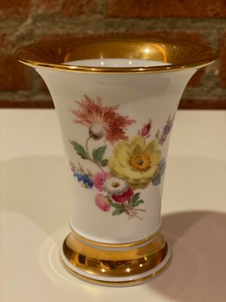 Meissen,  Crossed Swords,  Porcelain Trumpet Vase - Vintage German 5.  25 "