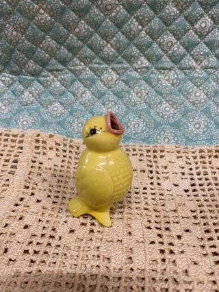 Vintage Mid Century Ceramic Yellow Pie Bird Made In Korea 3 1/8 " Tall