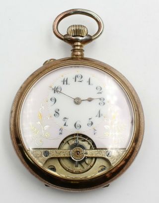 Antique Swiss Fancy Dial 8 Day Visible Escapement Openface Pocket Watch 10292 - 10