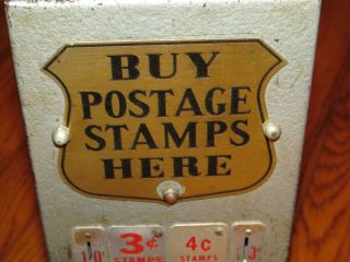 Rare Vintage Antique Stamp Machine Coin Op.  Vending 3 Cent & 4 Cent U.  S.  Stamps 2