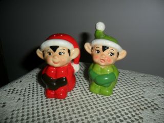 Elf/pixie Ceramic Christmas Salt & Pepper Shakers