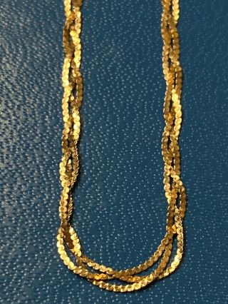 Vintage 14k Yellow Gold Braided Twist Chain Necklace Italy
