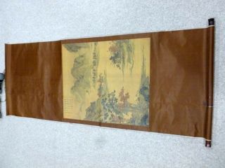 Chinese Scroll Water Color Hand Painting On Rice Paper Artist Signed Old 8611