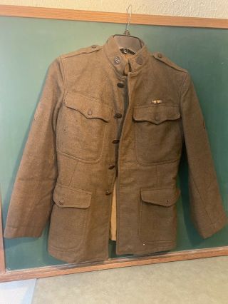 Vtg 10s Wwi Us Army Quartermaster Wool Jacket Tunic Uniform Small W/ Rainbow Pin
