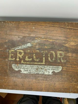 Vintage A.  C.  Gilbert Company Erector Set Haven Conn U.  S.  A Wooden Box