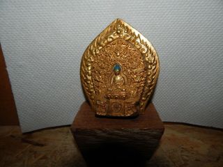 19th C Tibetan/nepal Gilt Bronze Buddha Finial