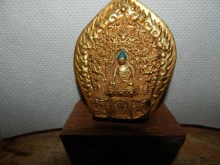 19th C Tibetan/Nepal Gilt Bronze Buddha Finial 3