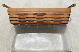 Longaberger Bread Basket With Leather Handles And Plastic Protector Insert