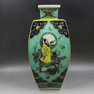 14.  7 " Collect Chinese Qing Dynasty Porcelain Famille Rose Ancient Figure Vase 2