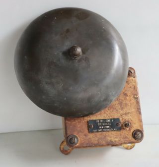 Vintage Navy Marine Fire Alarm With 8 " Brass Bell Cast Iron