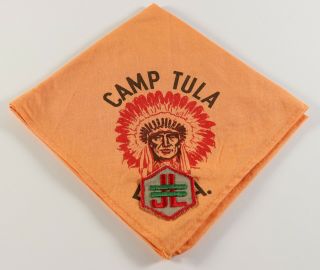 Vintage Orange Camp Tula W/ Patch Ouachita Boy Scouts Of America Bsa Neckerchief