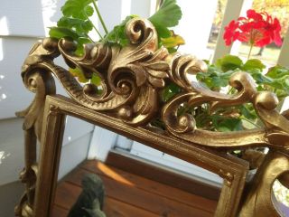 Mirror French Antique Wall hang hand carved Wood gold painted Vtg Art Nouveau 17 2
