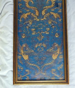 Antique Chinese 19th Century Silk Embroidered sleeve framed Gold Thread Dragon 3