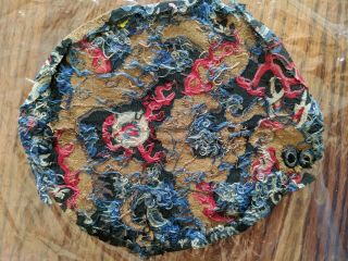 RARE Antique Chinese Silk Embroidery Round Roundel w/ Dragon from Imperial Robe 2